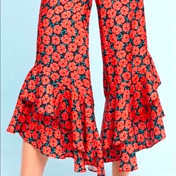 ETT TWA by Anthropologie Virginie Ruffled Wide-Leg Trousers - Picture 3 of 16